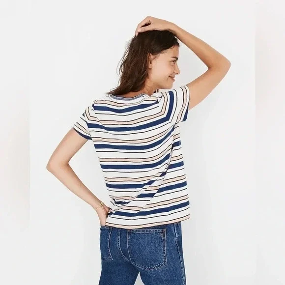 Madewell Whisper Cotton Ringer Tee in Victor Stripe Small - Picture 2 of 8